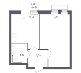 Планировка однокомнатной(квартира) площадью 39.18 квадратных метров в ЖК “ЖК Рублевский Квартал”