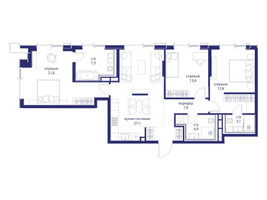 Планировка трехкомнатной(квартира) площадью 103 квадратных метров в “ЖК Событие”