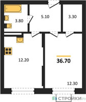 Планировка однокомнатной(квартира) площадью 36.7 квадратных метров в “ЖК Видный берег 2”