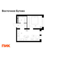 Планировка однокомнатной(квартира) площадью 36.2 квадратных метров в “ЖК Восточное Бутово”