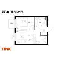 Планировка однокомнатной(квартира) площадью 33.15 квадратных метров в “ЖК Ильинские луга”