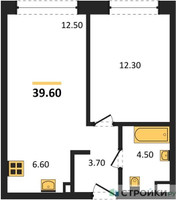 Планировка однокомнатной(квартира) площадью 39.6 квадратных метров в “Жилые кварталы Белый Град”