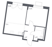 Планировка однокомнатной(квартира) площадью 42.06 квадратных метров в “ЖК Квартал Западный”