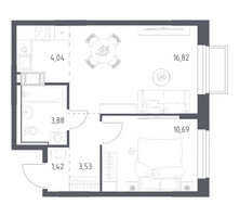 Планировка однокомнатной(квартира) площадью 40.38 квадратных метров в “ЖК Томилино Парк”
