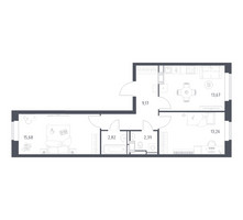 Планировка двухкомнатной(квартира) площадью 56.99 квадратных метров в “ЖК Большое Путилково”