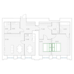 Планировка двухкомнатной(квартира) площадью 101.3 квадратных метров в ЖК “ЖК Клубный дом Duo (Дуо)”