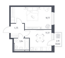 Планировка однокомнатной(квартира) площадью 38.99 квадратных метров в “ЖК Новое Видное”