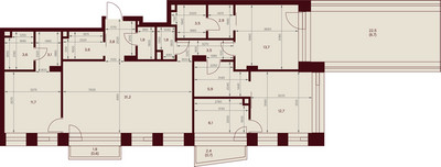 Планировка трехкомнатной(квартира) площадью 117 квадратных метров в ЖК “ЖК Дом 7 Даниловский”