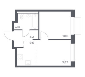 Планировка однокомнатной(квартира) площадью 32.92 квадратных метров в ЖК “ЖК Квартал Западный”