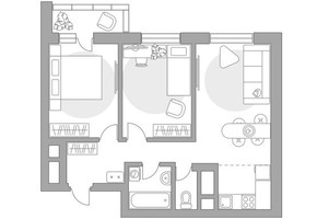 Планировка трехкомнатной(квартира) площадью 55.01 квадратных метров в “ЖК Ильинойс”