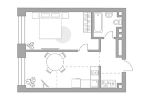 Планировка однокомнатной(квартира) площадью 44.93 квадратных метров в “ЖК Павелецкая от Гранель”