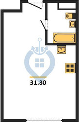 Планировка студии (апартаменты) площадью 31.8 квадратных метров в ЖК “Monodom Lake”