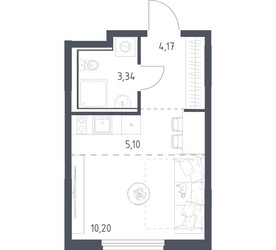 Планировка студии(квартира) площадью 22.81 квадратных метров в ЖК “ЖК Пригород Лесное”