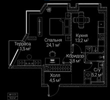 Планировка однокомнатной(квартира) площадью 52.3 квадратных метров в “ЖК СЕЗАР БУДУЩЕЕ”