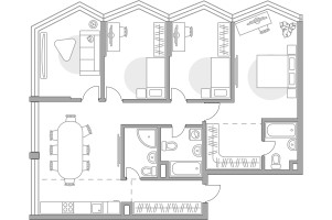 Планировка 4+ комнатной(квартира) площадью 116.97 квадратных метров в “ЖК MYPRIORITY Mnevniki (Май Приорити Мневники)”