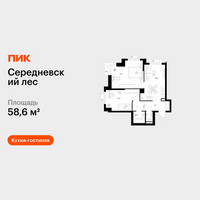 Планировка двухкомнатной(квартира) площадью 58.6 квадратных метров в “ЖК Середневский лес”