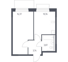 Планировка однокомнатной(квартира) площадью 34.74 квадратных метров в “ЖК Новое Внуково”