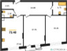 Планировка двухкомнатной(квартира) площадью 73.4 квадратных метров в “ЖК Эльйон”