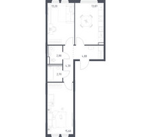 Планировка двухкомнатной(квартира) площадью 57.52 квадратных метров в “ЖК Пригород Лесное”