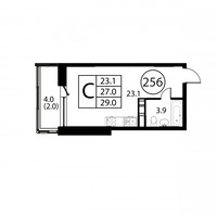 Планировка студии(квартира) площадью 29 квадратных метров в “ЖК Космос”