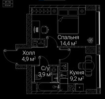 Планировка однокомнатной(квартира) площадью 32.4 квадратных метров в “ЖК СЕЗАР БУДУЩЕЕ”