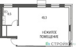 Планировка студии(квартира) площадью 55 квадратных метров в “ЖК Резиденции Архитекторов”