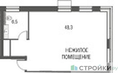 Планировка студии(квартира) площадью 55 квадратных метров в ЖК “ЖК Резиденции Архитекторов”