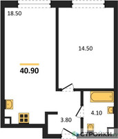 Планировка однокомнатной(квартира) площадью 40.9 квадратных метров в “ЖК Соколинн Парк”