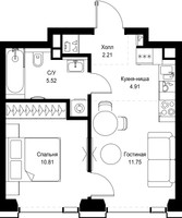 Планировка однокомнатной(квартира) площадью 35.2 квадратных метров в “ЖК SET (Сет)”