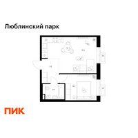 Планировка однокомнатной(квартира) площадью 40.9 квадратных метров в “ЖК Люблинский парк”
