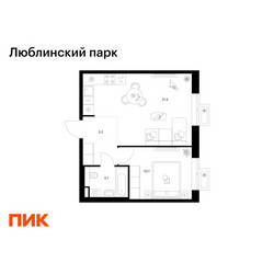 Планировка однокомнатной(квартира) площадью 40.9 квадратных метров в ЖК “ЖК Люблинский парк”