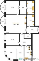 Планировка трехкомнатной(квартира) площадью 163.5 квадратных метров в “ЖК Большая Татарская 35”