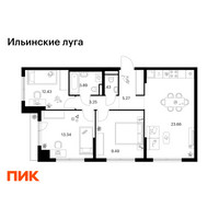 Планировка трехкомнатной(квартира) площадью 72.76 квадратных метров в “ЖК Ильинские луга”