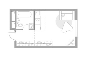 Планировка студии(квартира) площадью 22.16 квадратных метров в “ЖК Аникеевский”