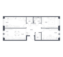 Планировка трехкомнатной(квартира) площадью 80.21 квадратных метров в “ЖК Большое Путилково”