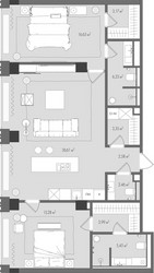 Планировка двухкомнатной(квартира) площадью 95.75 квадратных метров в ЖК “Клубный дом Форум”