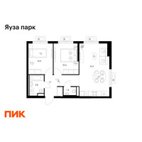 Планировка двухкомнатной(квартира) площадью 55.3 квадратных метров в “ЖК Яуза Парк (Мытищи)”