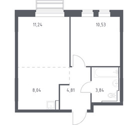 Планировка однокомнатной(квартира) площадью 38.46 квадратных метров в ЖК “ЖК Рублевский Квартал”