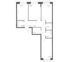 Планировка трехкомнатной(квартира) площадью 78.54 квадратных метров в “ЖК Новое Внуково”