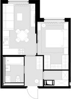 Планировка однокомнатной(квартира) площадью 33.7 квадратных метров в “ЖК MALEVICH (Малевич)”