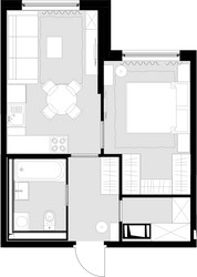 Планировка однокомнатной(квартира) площадью 33.7 квадратных метров в ЖК “ЖК MALEVICH (Малевич)”