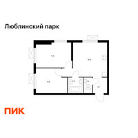 Планировка двухкомнатной(квартира) площадью 45.2 квадратных метров в “ЖК Люблинский парк”