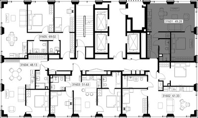 Планировка однокомнатной(квартира) площадью 49.3 квадратных метров в ЖК “ЖК СЕТ”