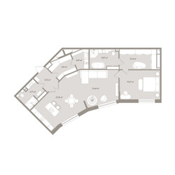 Планировка двухкомнатной(апартаменты) площадью 111.28 квадратных метров в ЖК “ЖК D'ORO MILLE (Доро Милле)”