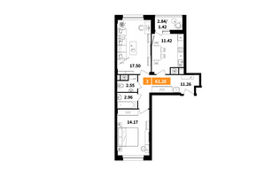 Планировка двухкомнатной(квартира) площадью 61.3 квадратных метров в “ЖК Планерный Квартал”