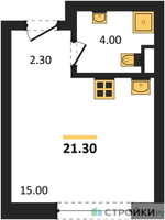 Планировка студии(квартира) площадью 21.3 квадратных метров в “ЖК ЗИЛАРТ”