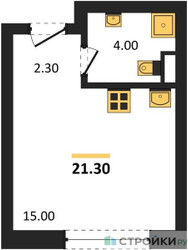 Планировка студии(квартира) площадью 21.3 квадратных метров в ЖК “ЖК ЗИЛАРТ”
