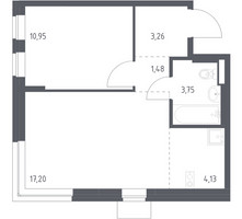 Планировка однокомнатной(квартира) площадью 40.77 квадратных метров в “ЖК Подольские кварталы”