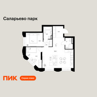 Планировка двухкомнатной(квартира) площадью 60.6 квадратных метров в “ЖК Саларьево парк”