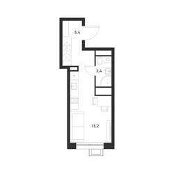 Планировка студии(квартира) площадью 21 квадратных метров в ЖК “ЖК Форевиль”